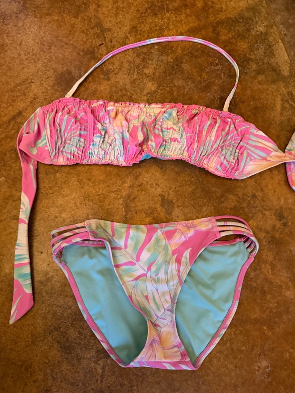 Gianni Bini Pink & Mint Tropical Girls Two-Piece Swim Set